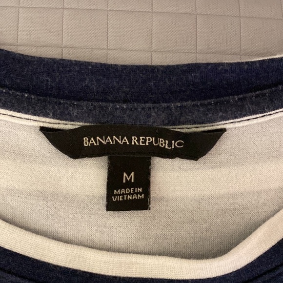 Banana Republic Twist Knot navy and white striped short sleeved tee dress size M - Picture 3 of 10